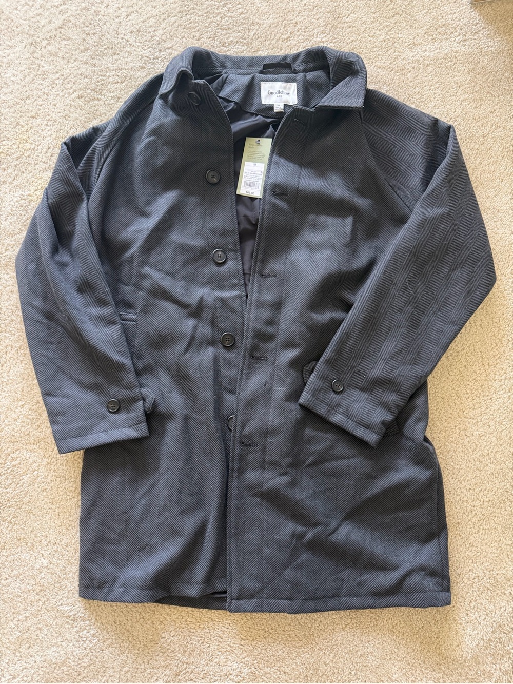 Goodfellow & Co Charcoal Herringbone Men's Overcoat